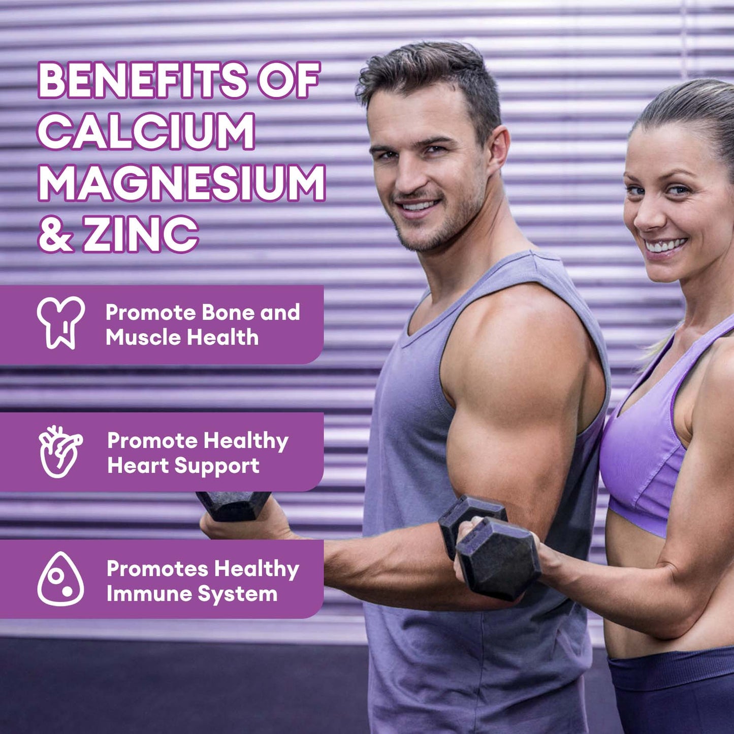 Calcium Magnesium Zinc with Vitamin D3 Supplement, Promotes Healthy Bones and Teeth - Supports Nerve & Muscle Function, Easy to Swallow Capsules, 60 Servings, 120 VegCaps