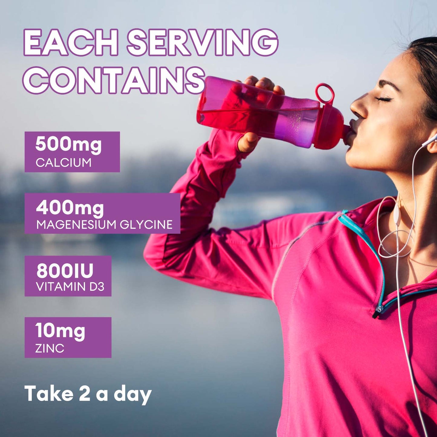 Calcium Magnesium Zinc with Vitamin D3 Supplement, Promotes Healthy Bones and Teeth - Supports Nerve & Muscle Function, Easy to Swallow Capsules, 60 Servings, 120 VegCaps