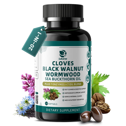 Lukaree 20-in-1 Clove Wormwood Black Walnut Gut Cleanse Softgels