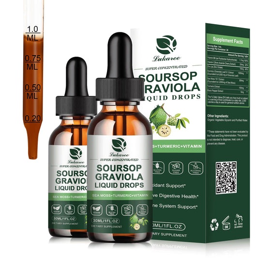 (2 Pack) Soursop Graviola Liquid Drop,Plus Sea Moss for Liver Support & Immune,Antioxidant,2 fl oz