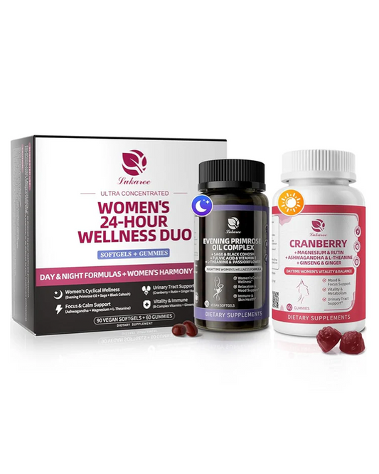 Lukaree Evening Primrose Oil & Cranberry Wellness Duo – Day & Night Female Support
