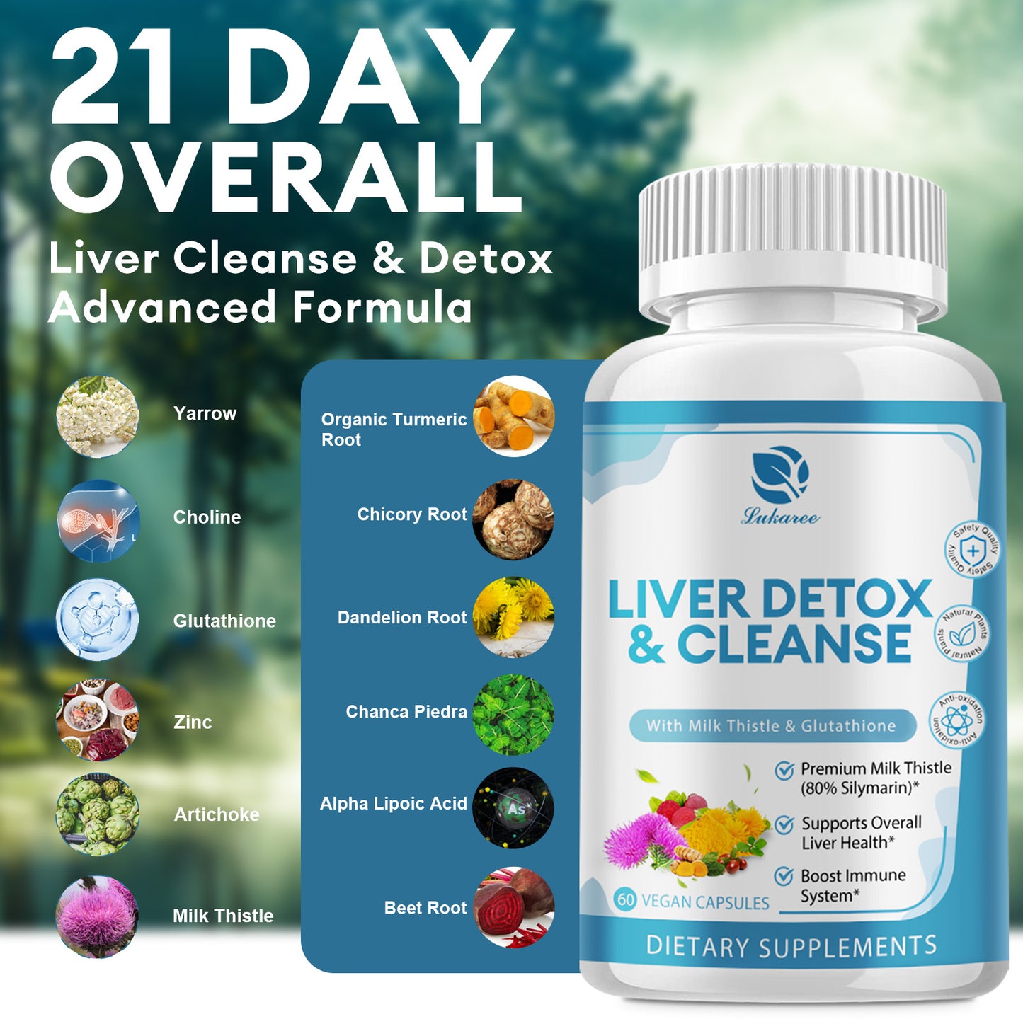 (2 Pack) Liver Cleanse Detox & Repair Formula - with Milk Thistle 1000mg, Glutathione, Dandelion Root & Artichoke Extract for Milk Thistle Liver Detox- Antioxidant & Immune Support - 120 Capsules
