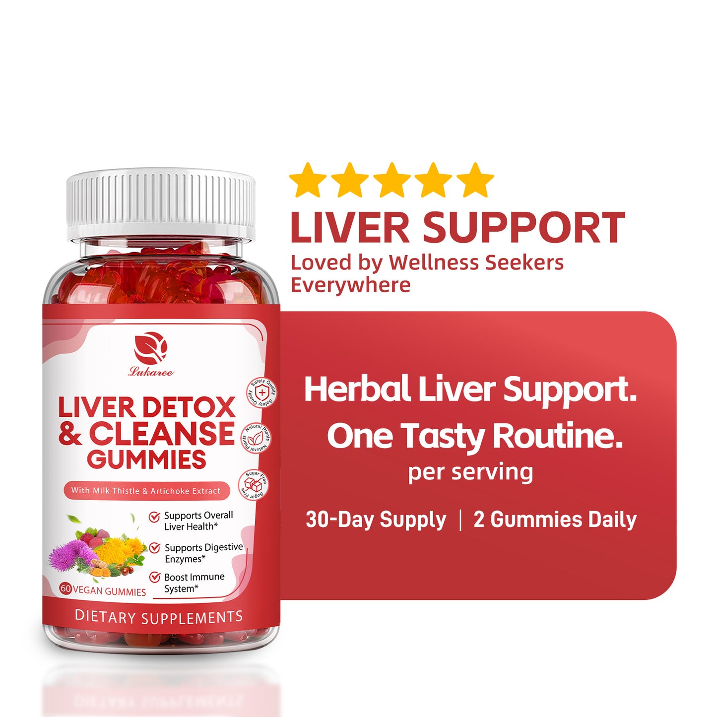 Lukaree Liver Detox & Repair Gummies | Herbal Liver Support with Milk Thistle Silymarin