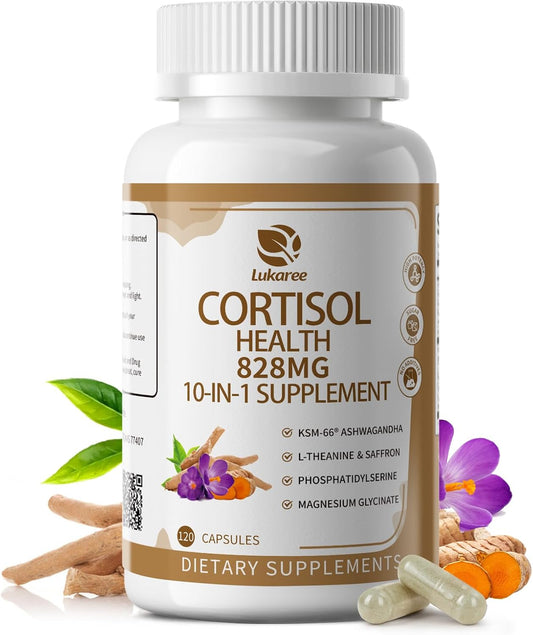 10-in-1 Cortisol Support Supplement with KSM-66® Ashwagandha & L-Theanine – Stress, Calm & Balance for Women & Men