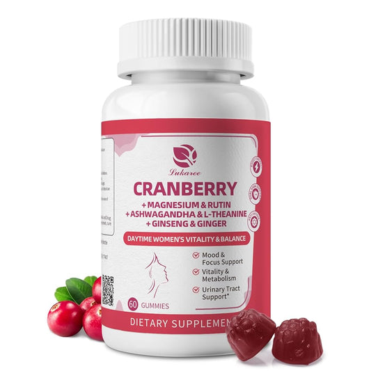 Cranberry Gummies for Women 14-in-1 Urinary Tract Support with D-Mannose, Ashwagandha, Ginseng – Vegan Supplement Bottle