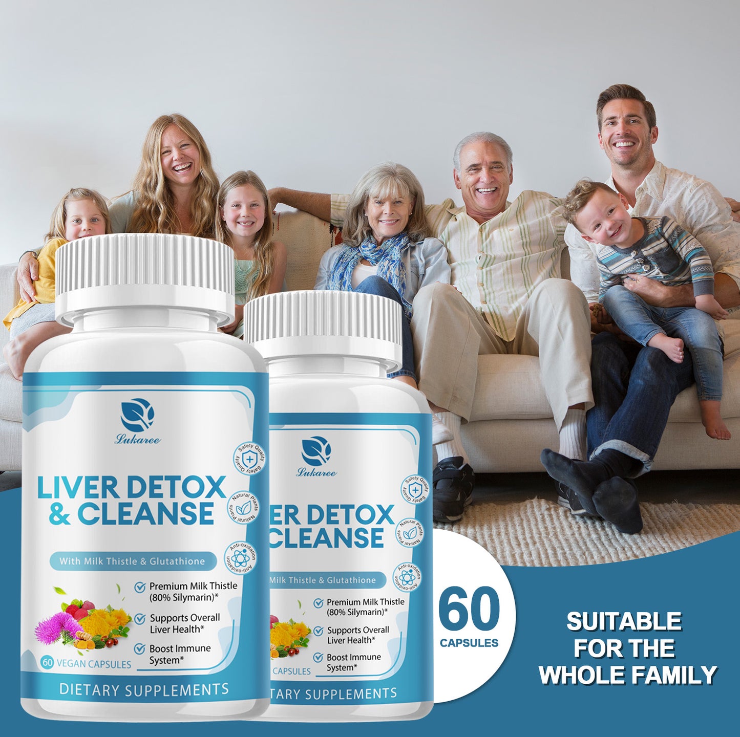 (2 Pack) Liver Cleanse Detox & Repair Formula - with Milk Thistle 1000mg, Glutathione, Dandelion Root & Artichoke Extract for Milk Thistle Liver Detox- Antioxidant & Immune Support - 120 Capsules