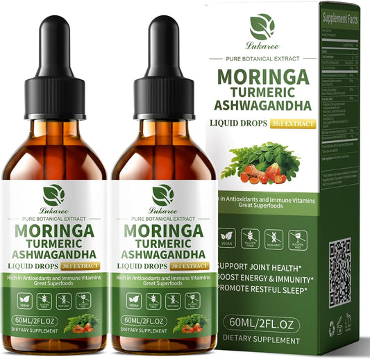 2-Pack Lukaree 12-in-1 Liposomal Moringa Leaf Drops | Super food Energy & Immunity Support（60-Day-Supply）