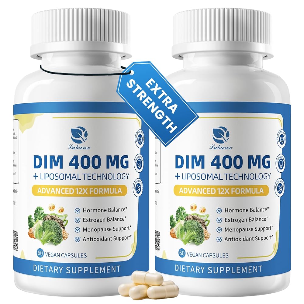 Lukaree DIM Supplement 400MG for Women, Liposomal - Estrogen Support & Antioxidant Support - with Black Cohosh, Soy Isoflavones & Alpha Lipoic Acid - Vegan, 60 Ct.