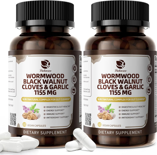 16-in-1 Wormwood & Black Walnut Capsules – 2 Bottles (120 Capsules)
