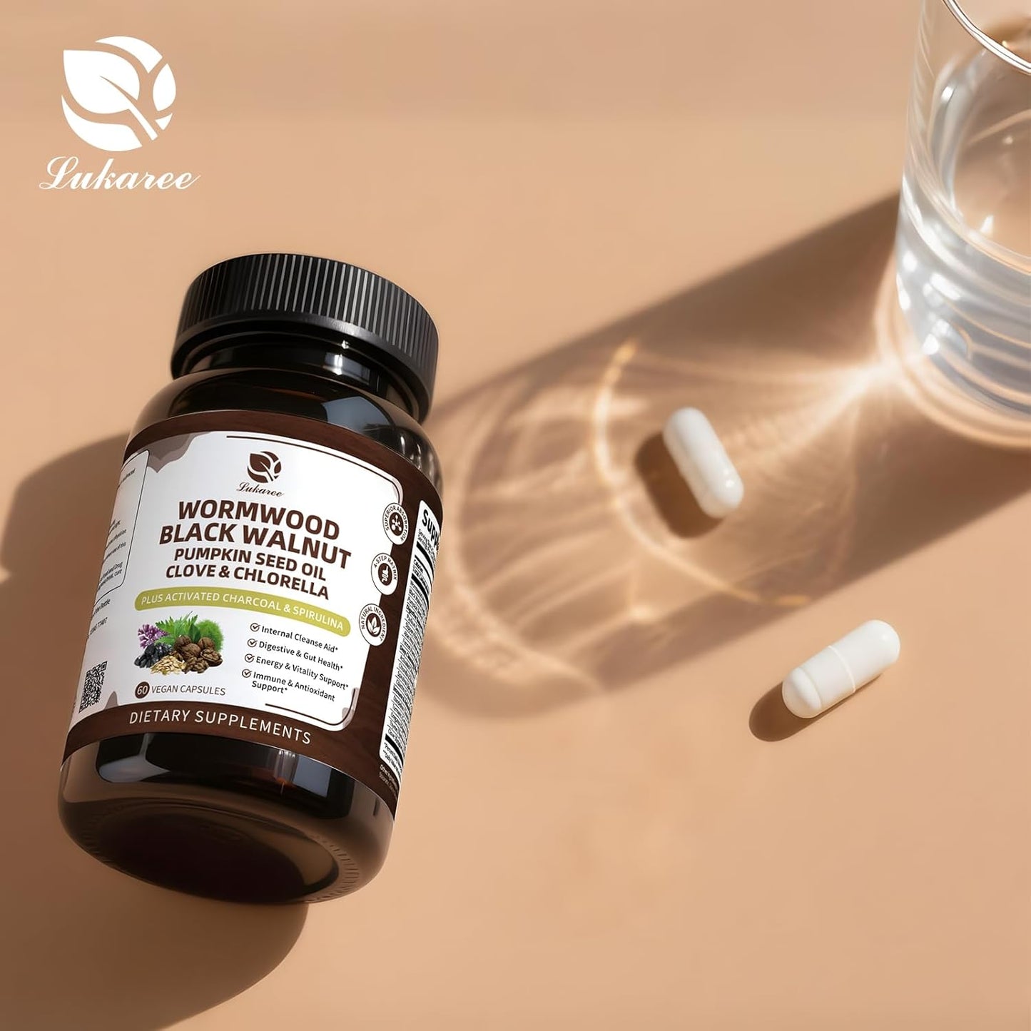 Wormwood Black Walnut Cleanse 1200mg – 16-in-1 Ultra Gut Cleanse & Detox Formula with Pumpkin Seed Oil, Clove & Activated Charcoal | 10X Concentrated, 60 Vagan Capsules