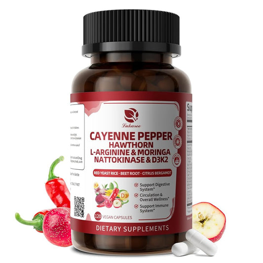 Cayenne Pepper Complex Capsules – 18-in-1 Herbal Formula for Circulation, Heart & Digestion – Vegan, Enteric-Coated, 120 Ct