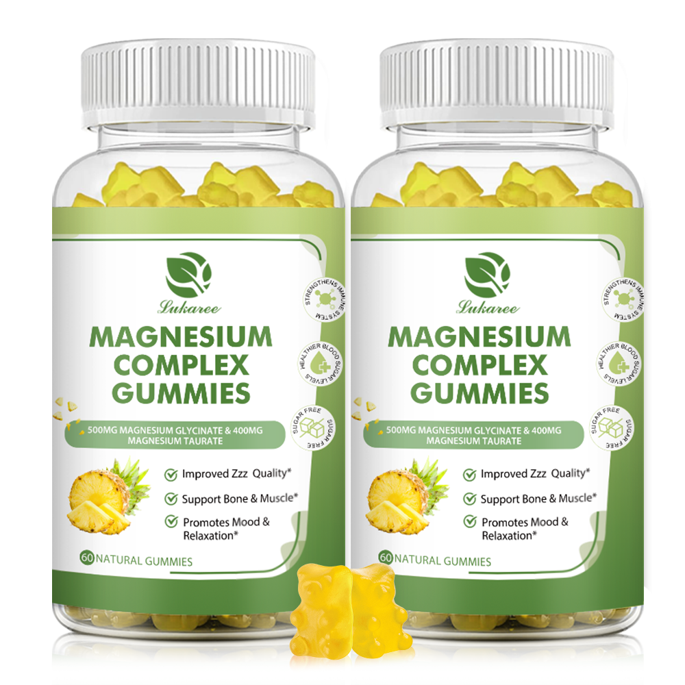 Magnesium Glycinate Gummies 500mg | as Triple Complex Magnesium Glycinate, Taurate & Citrate - Chelated Magnesium Supplement w/Calcium, Zinc, D3, K2 & L-Theanine for Bone, Calm Mood & Zzz -120 Count