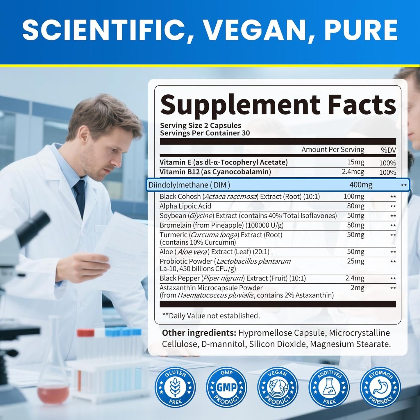 Lukaree DIM Supplement 400MG for Women, Liposomal - Estrogen Support & Antioxidant Support - with Black Cohosh, Soy Isoflavones & Alpha Lipoic Acid - Vegan, 60 Ct.