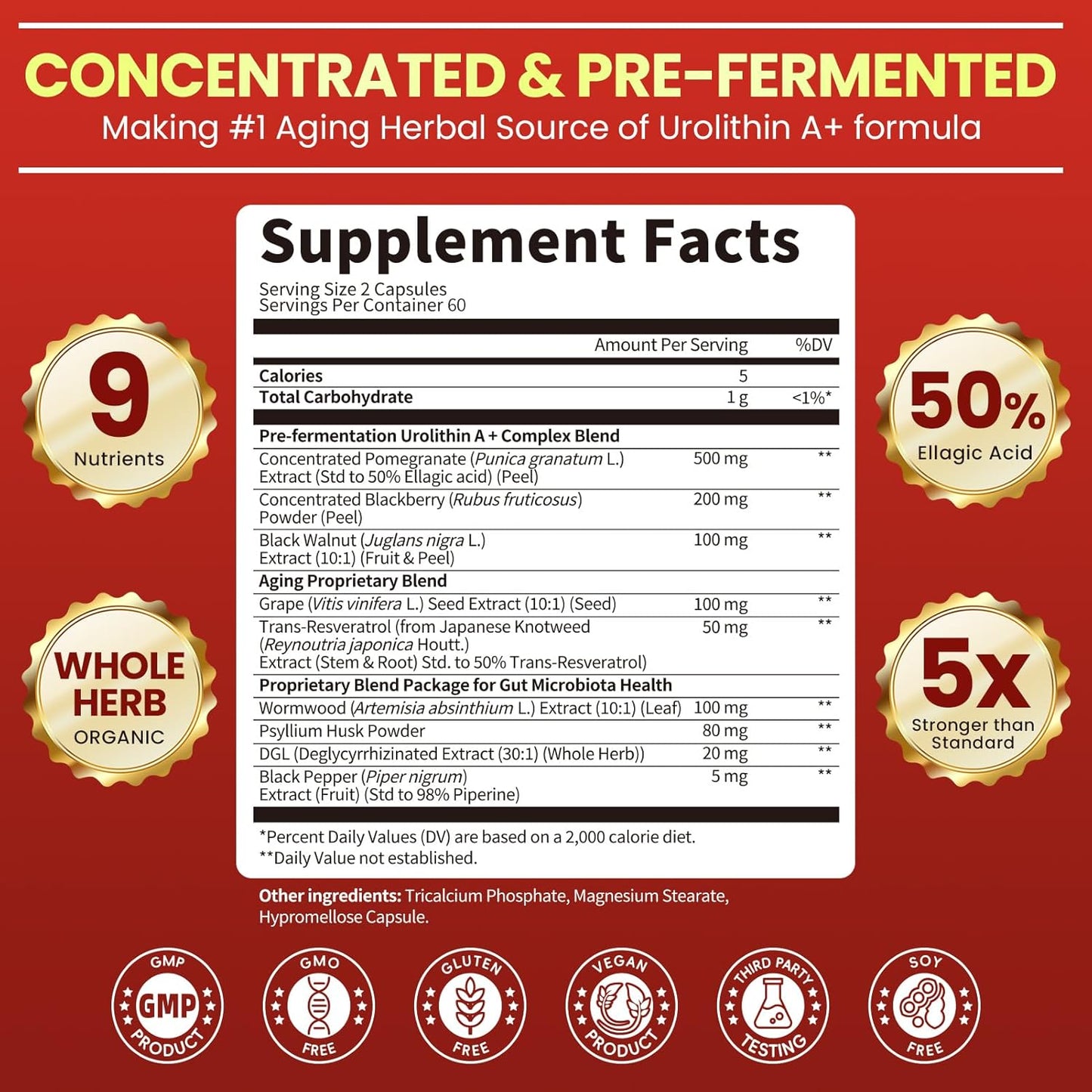 Lukaree Triple-Strength Urolithin A+ Complex – Anti-Aging, Cellular Energy & Gut Support | Plant-Based, 120 Capsules