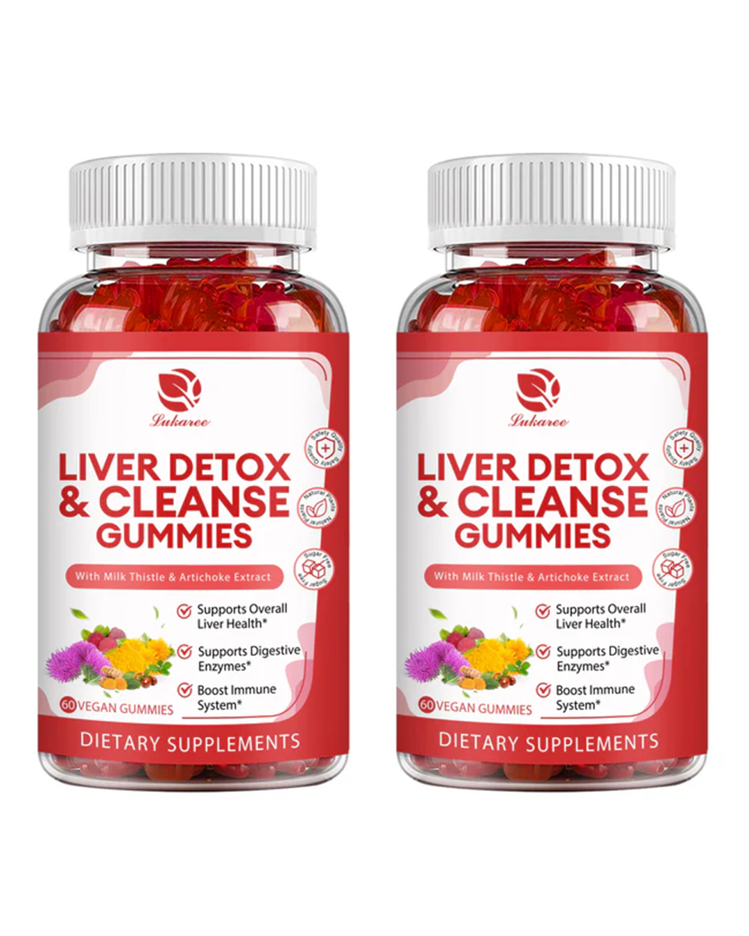 Lukaree Liver Cleanse Detox & Repair Gummies (60 ct) – Herbal Liver Support with Milk Thistle Silymarin, Dandelion, Artichoke & Elderberry, Sugar-Free Vegan Formula