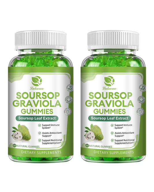 (2 Packs) Soursop Graviola Gummies - Soursop Leaves Extract w/Vitamin C, Zinc & Whole Natural Food for Immunity, Liver, Sleep & Antioxidant, Gluten Free, Vegan, 120 Gummies