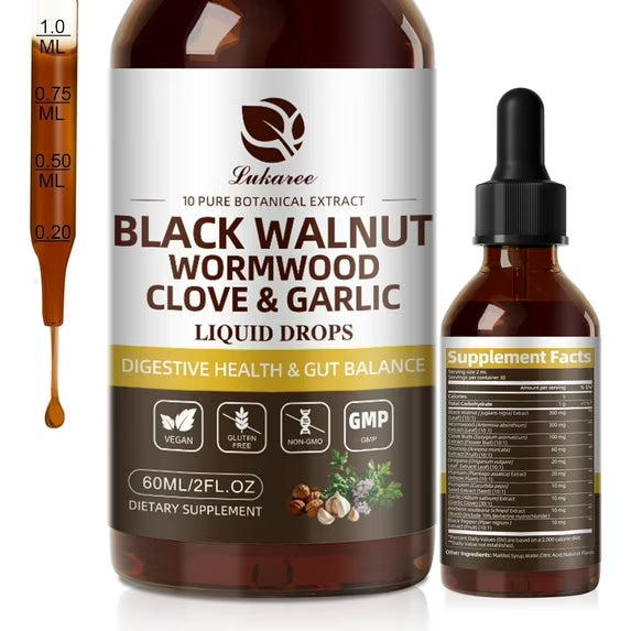 Black Walnut Wormwood Tincture – Rapid Gut Cleanse & Digestive Health with Oregano Garlic & Berberine, 10:1 Ultra-Concentrated Liposomal Delivery (98% Absorption), Alcohol-Free Gut-Friendly