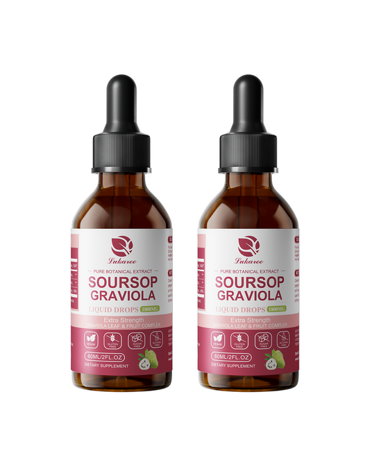 (2 Packs) Soursop Liquid Drops 1800mg, Soursop Leaf and Fruit Complex for Cell Support & Regeneration, Immune Boost, Relax, Sleep & Antioxidant - Soursop Bitters Liquid, 2 Month Supply, 2 Fl Oz