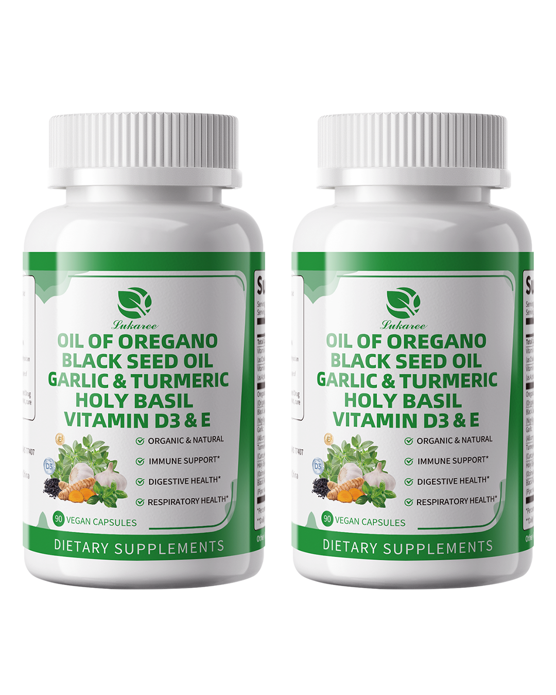 Organic Oil of Oregano Capsules with Black Seed Oil, Garlic, Turmeric, Holy Basil, Vitamin D3, E & Black Pepper for Better Absorption – Immune, Digestive & Respiratory – Vegan, Non-GMO, 2 Month Supply