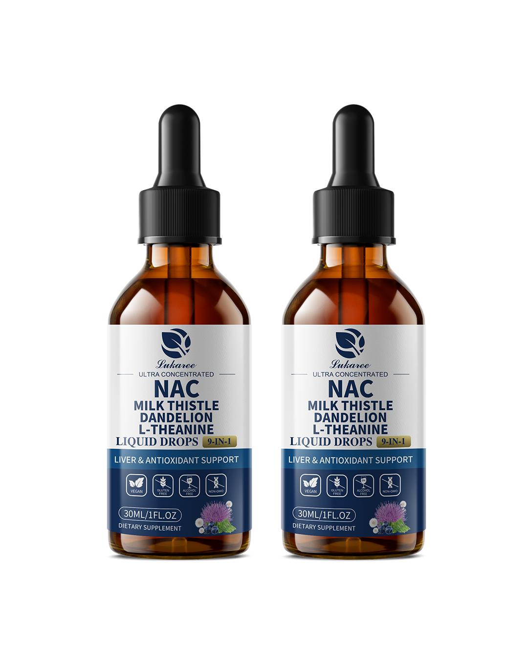 Lukaree Liposomal NAC Supplement N-Acetyl-L-Cysteine 600mg with Milk Thistle - NAC Amino Acid Drops w/Selenium for Liver & Kidney Support, Lung, Antioxidants & Immune Support- 2oz