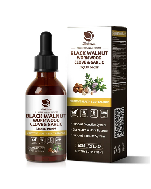 Black Walnut Wormwood Tincture with Oregano Garlic & Berberine for Rapid Gut Cleanse & Digestive Health (98% Absorption)