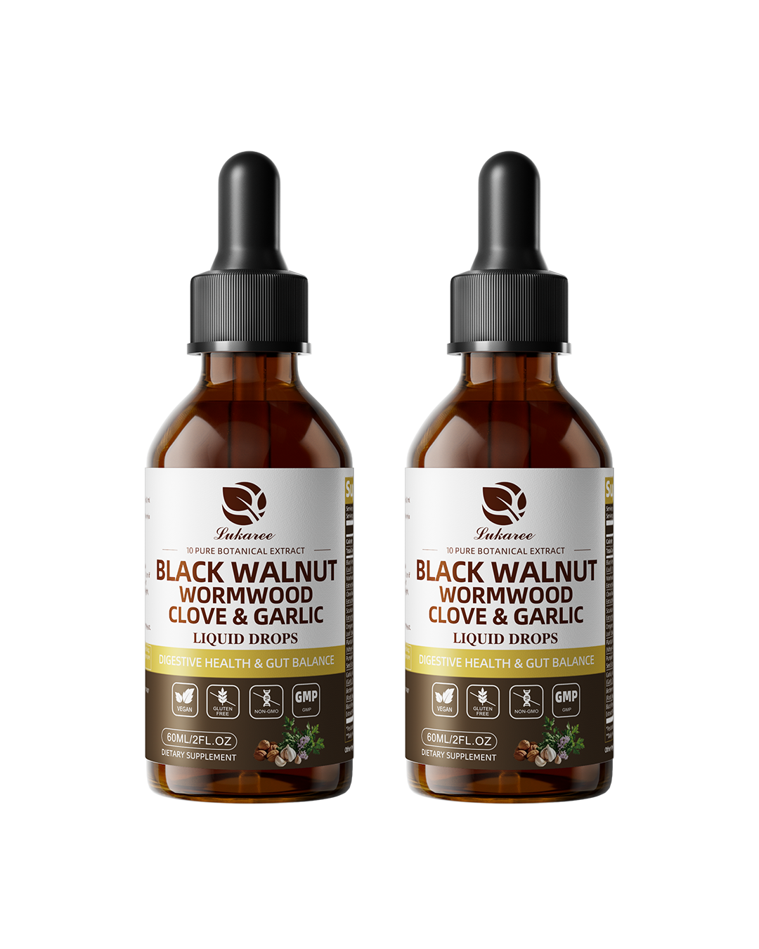 2-Pack Black Walnut Wormwood Tincture for Rapid Gut Cleanse & Digestive Health (98% Absorption)