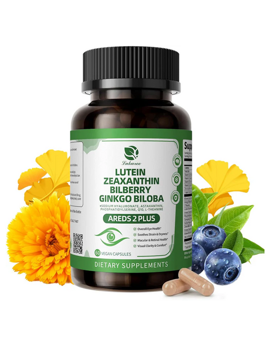 Lutein and Zeaxanthin Supplements – AREDS 2 Eye Vitamins with Bilberry, Astaxanthin, Ginkgo Biloba – Eye & Brain Health Support – 120 Vegan Capsules