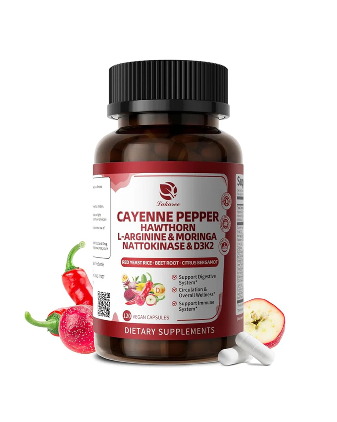 Cayenne Pepper Complex Capsules – 18-in-1 Herbal Formula for Circulation, Heart & Digestion – Vegan, Enteric-Coated, 120 Ct