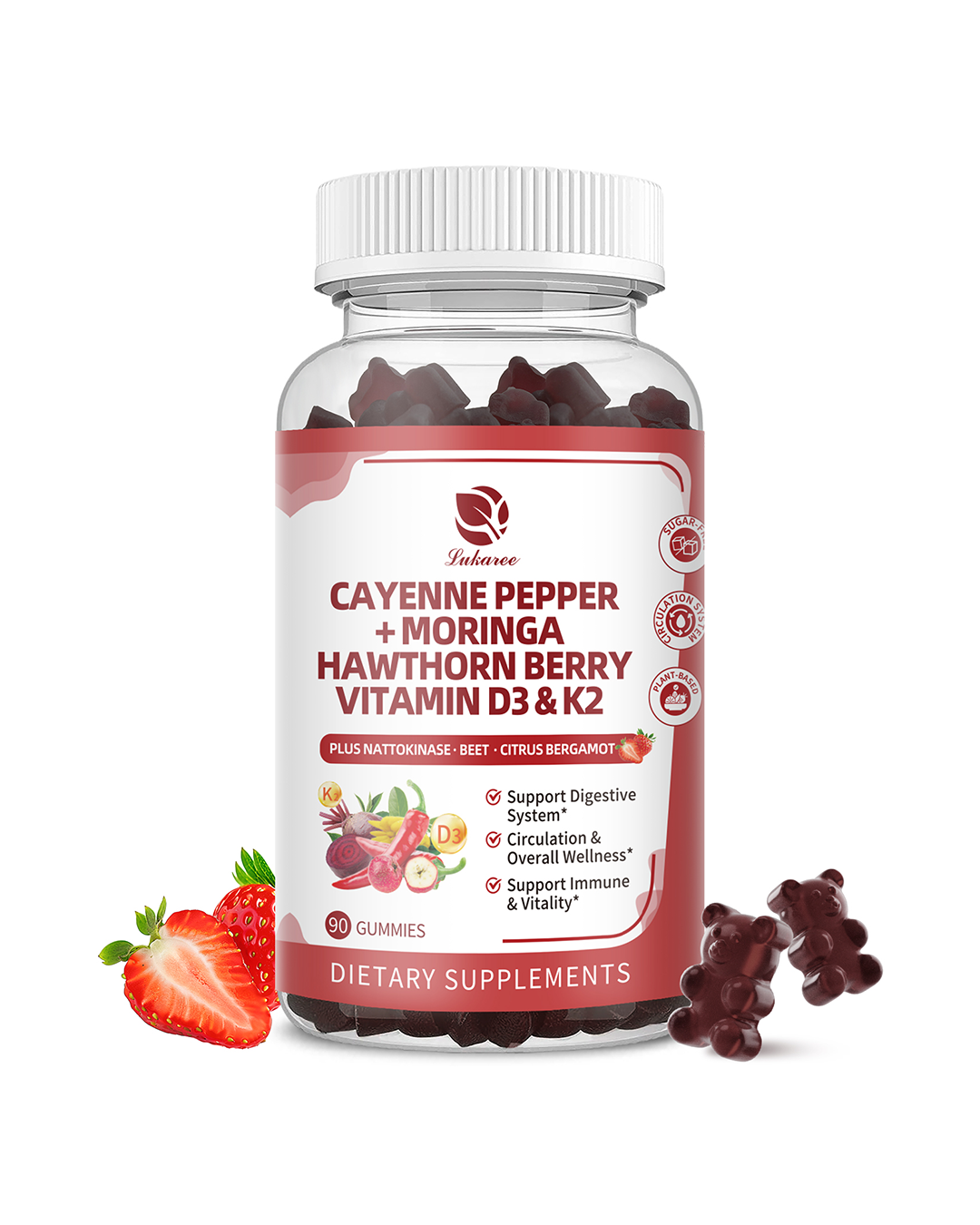 (2 Packs) 16-in-1 Cayenne Pepper Gummies – Sugar-Free Formula, 20x Capsaicin Complex with Moringa, Hawthorn, Beet Root, Wormwood & Citrus Bergamot – 60 CT