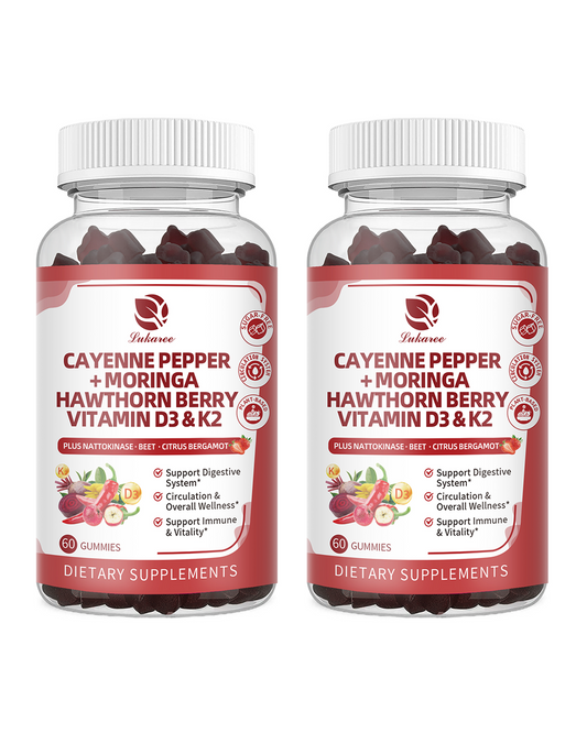 (2 Packs) 16-in-1 Cayenne Pepper Gummies – Sugar-Free Formula, 20x Capsaicin Complex with Moringa, Hawthorn, Beet Root, Wormwood & Citrus Bergamot – 60 CT