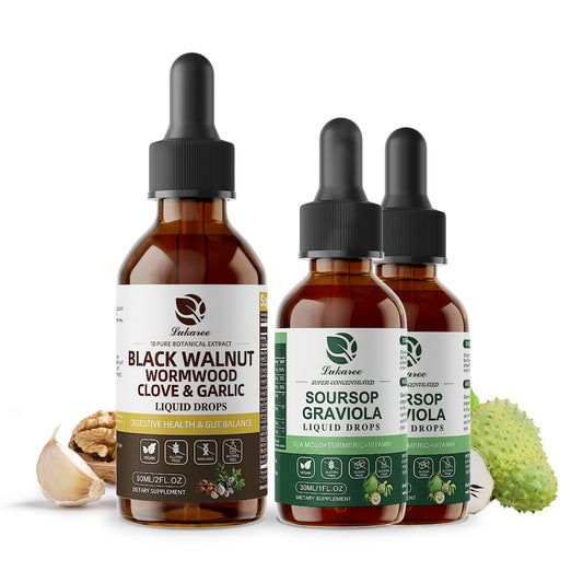 Lukaree Detox & Nourish Pack – Black Walnut Wormwood & Soursop Liquid Drops | Gut Cleanse & Detox + Antioxidant Support