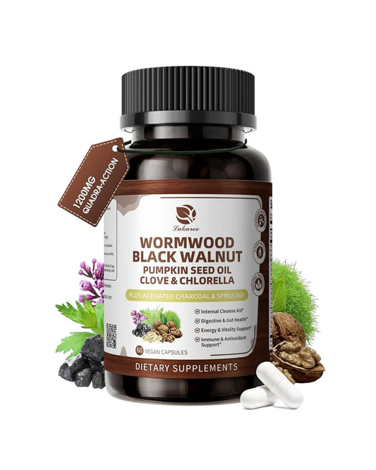 Wormwood Black Walnut Cleanse 1200mg – 16-in-1 Ultra Gut Cleanse & Detox Formula with Pumpkin Seed Oil, Clove & Activated Charcoal | 10X Concentrated, 60 Vagan Capsules