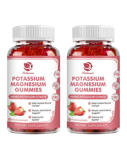 Magnesium Gummies - High Absorption Magnesium Glycinate 500mg & Potassium Citrate 200mg Plus Omega 3, B6, D3, K2 & Calcium - Chewable Gummy for Leg Cramps, Calm Mood & Energy - 60 Count