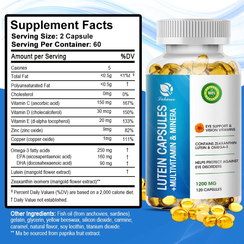 Lutein and Zeaxanthin Eye Health Vitamins | Non-GMO & Gluten Free Supplement