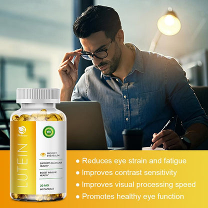 Lutein 20mg Zeaxanthin Softgel for Blue Light Protection Against Macular Vision Care Antioxidant Retinal Protection Relieve Visual Fatigue