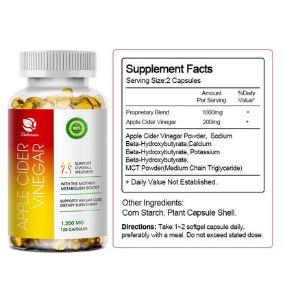Apple Cider Vinegar Slimming Capsules Natural Digestion Metabolism Weight Support Body Sculpting Capsules