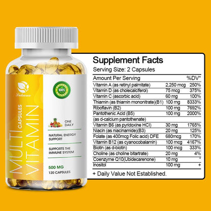 LUKAREE Multivitamin Capsules with 23 Mitamins and Minerals for Energy Immune Support Healthy Bones & Heart