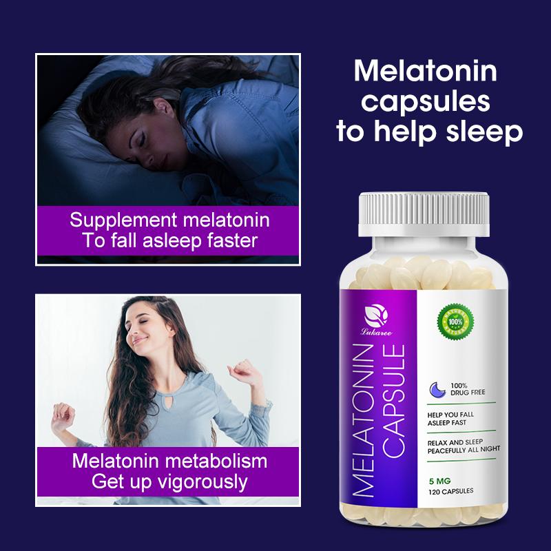 Melatonin Capsules 5G 100% Drug Free Sleep Aid, Dietary Supplement, Promotes Relaxation and Sleep