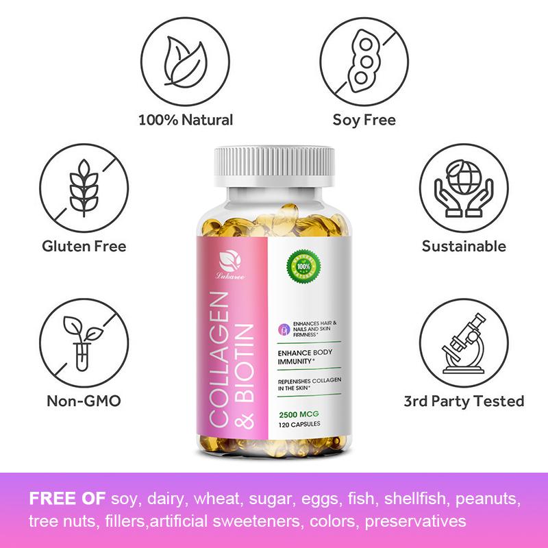 Collagen Capsules Biotin + Vitamin C Collagen for Anti-Aging Skin Care Moisturizes Hair Busty Boobs Strong Nails