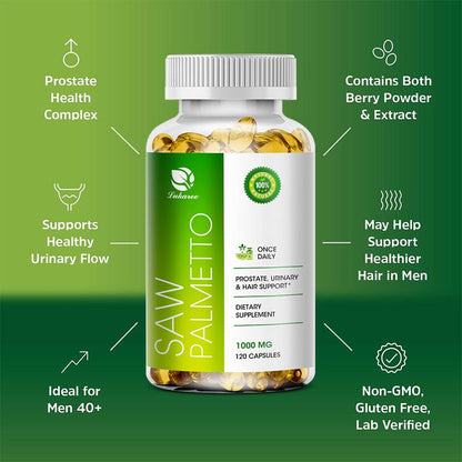 Saw Palmetto Capsules 1000 mg for Prostate Health Extend Puberty Reduce Baldness & Thinning Hair & Regulate Hormone Changes in the Body for Gentlemen Sex Capsule
