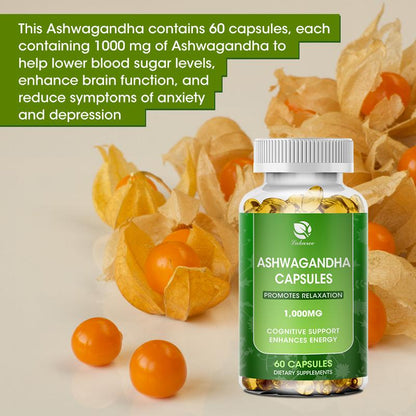 Ashwagandha Extract Capsules Antioxidant Reduces Fat Relieves Stress Improves Sleep Enhances Immunity