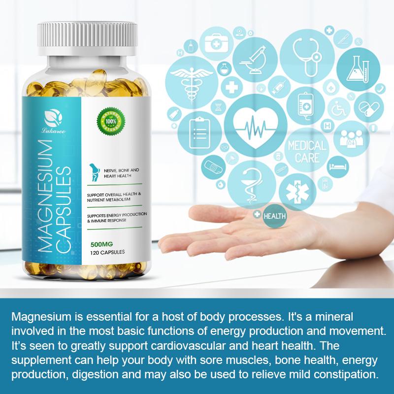 LUKAREE Magnesium Capsules, Bone and Muscle Health, Whole Body Support, 500 Mg