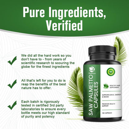 LUKAREE Saw Palmetto Mens Prostate Supplements Help Reduce Prostate Inflammtion & Baldness - Potent DHT Blocker for Men to Support Hair Growth