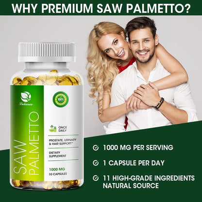 Saw Palmetto Capsules 1000 mg for Prostate Health Extend Puberty Reduce Baldness & Thinning Hair & Regulate Hormone Changes in the Body for Gentlemen Sex Capsule