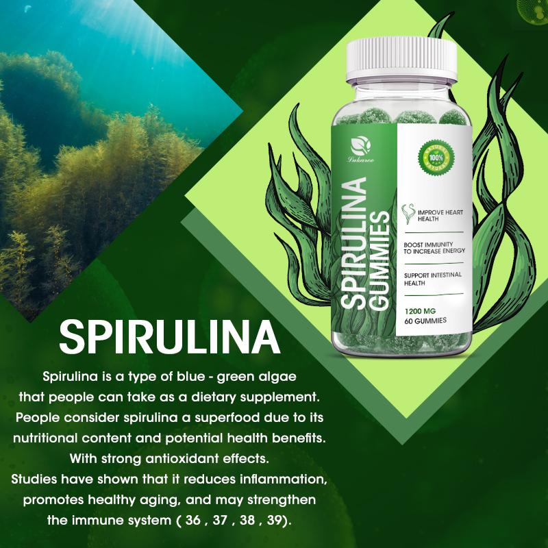 LUKAREE Super Greens Gummies for Energy & Immunity - Increase Energy Weight Loss Aid Spirulina Food Supplements for Adults