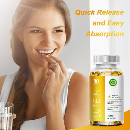Lutein 20mg Zeaxanthin Softgel for Blue Light Protection Against Macular Vision Care Antioxidant Retinal Protection Relieve Visual Fatigue