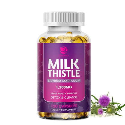 Milk Thistle Silymarin 4:1 Extract 1000mg for Liver Health Lower blood lipids and protect cardiovascular glutathione