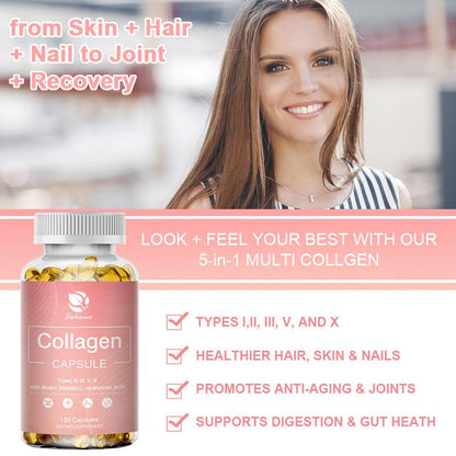 Hydrolyzed Collagen Capsules Support Skin&Joint& Hair & Nails Health Anti-aging Nutritional Supplements For Women