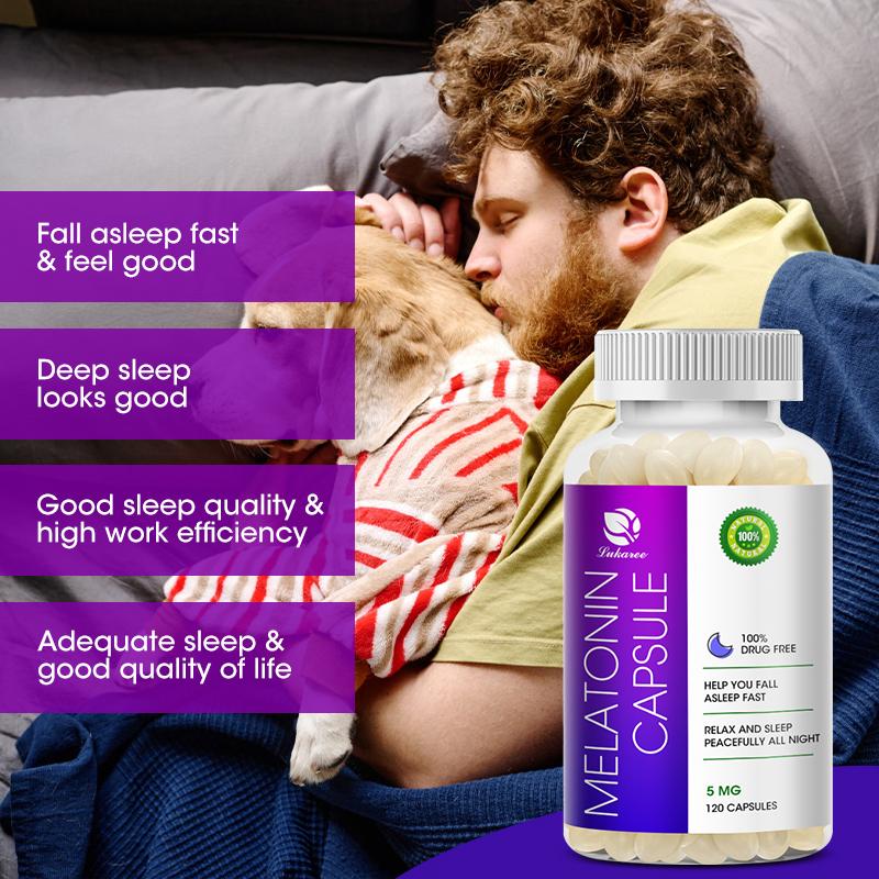 Melatonin Capsules 5G 100% Drug Free Sleep Aid, Dietary Supplement, Promotes Relaxation and Sleep
