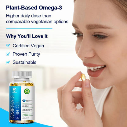 Triple Strength Deep Sea Oil Omega 3 Supplement, Fish Oil 3600mg EPA And DHA for Supports Heart Brain Health Antioxidant Improve concentration